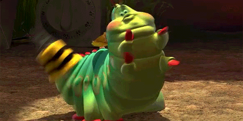 Cute, fat caterpillar from A Bugs Life pretending to be a bumblebee