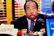 Stanley from The Office rushing to get to the pretzel line.
