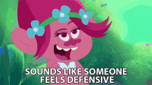 A cartoon troll saying, "Sounds like someone feels defensive."