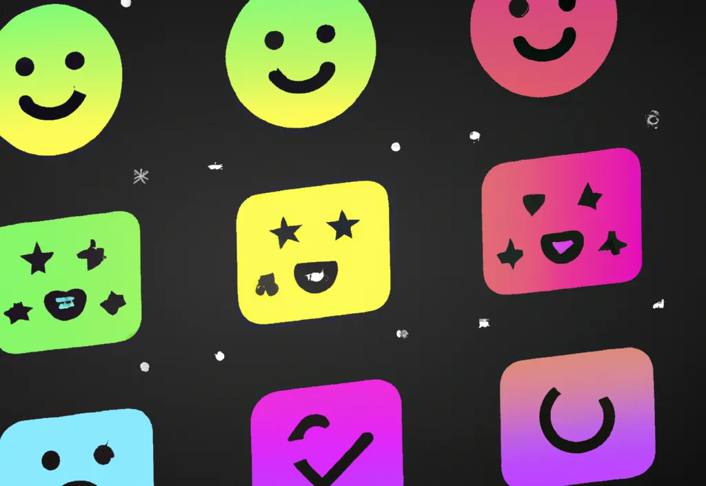 A screenshot of an application wall with fun emoji-like faces on the app icons